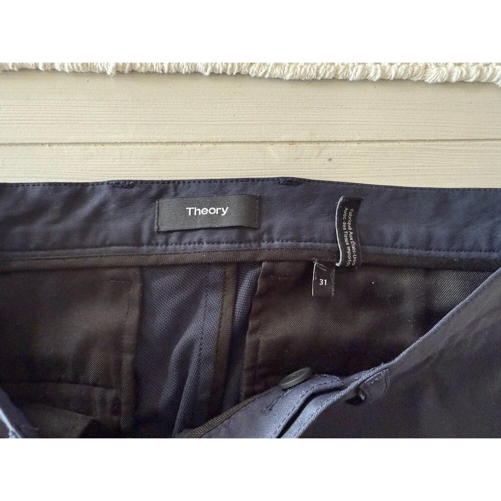 Theory Zaine SW Neoteric Navy Blue Slim Fit Chino Pants Water Repellent Mens 31